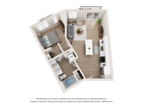 a floor plan of a 2100 sq ft apartment at SoRoc On Maine, Rochester